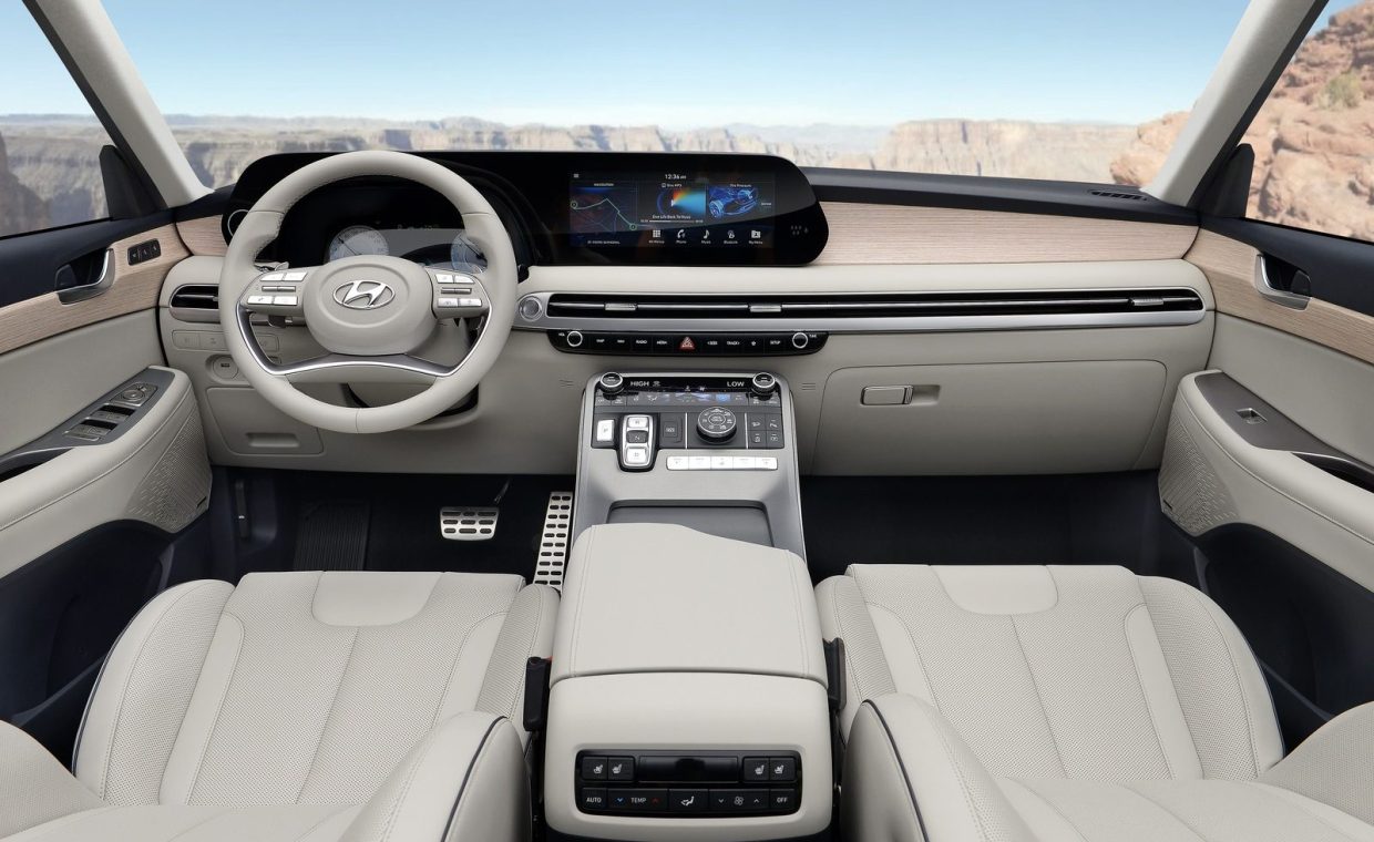 Sleek Hyundai SUV interior showcasing modern design and technology.